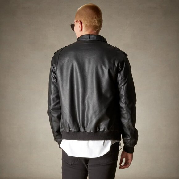 Members Only Men’s Black Faux Leather Moto Jacket | Edgy Biker Streetwear Grunge - Picture 5 of 16
